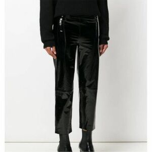 JUST FEMALE x Free People Patent Lamb Leather Cropped Trousers Pants Size Small